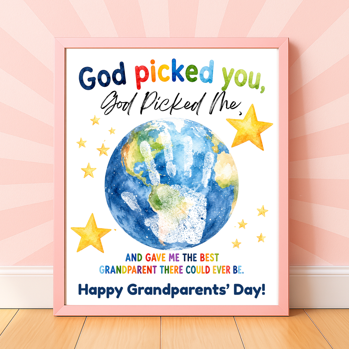 God Picked You, God Picked Me Grandparents Day Handprint Craft Printable | Christian Grandparent Gift | Faith-Based Keepsake PDF