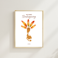 My First Thanksgiving Footprint Craft Printable | Baby Turkey Footprint Keepsake | Thanksgiving Baby Craft | Infant Toddler Thanksgiving Memory
