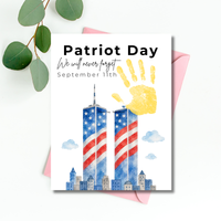 Patriot Day September 11th Handprint Craft Printable | 9/11 Remembrance Keepsake | Twin Towers Handprint Activity | Preschool Patriot Day Craft