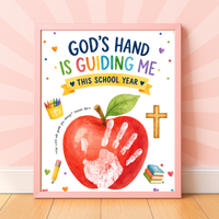 God's Hand Is Guiding Me This School Year Handprint Craft Printable | Christian First Day of School Keepsake