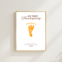 My First Thanksgiving Footprint Craft Printable, Baby's First Thanksgiving Keepsake, Pumpkin Pie Footprint Art, Newborn Thanksgiving Printable PDF
