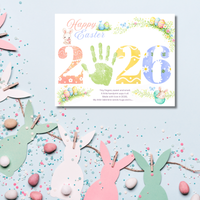Happy Easter 2026 Handprint Craft Printable for Kids | Easter Keepsake Art | 2026 Easter PDF