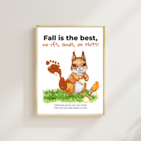 Fall Squirrel Footprint Craft Printable | Fall Is the Best No Ifs Ands or Nuts | Autumn Acorn Keepsake for Kids
