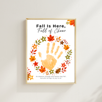 Fall Is Here, Full of Cheer Handprint Craft | Fall Wreath Keepsake | Autumn Printable for Kids
