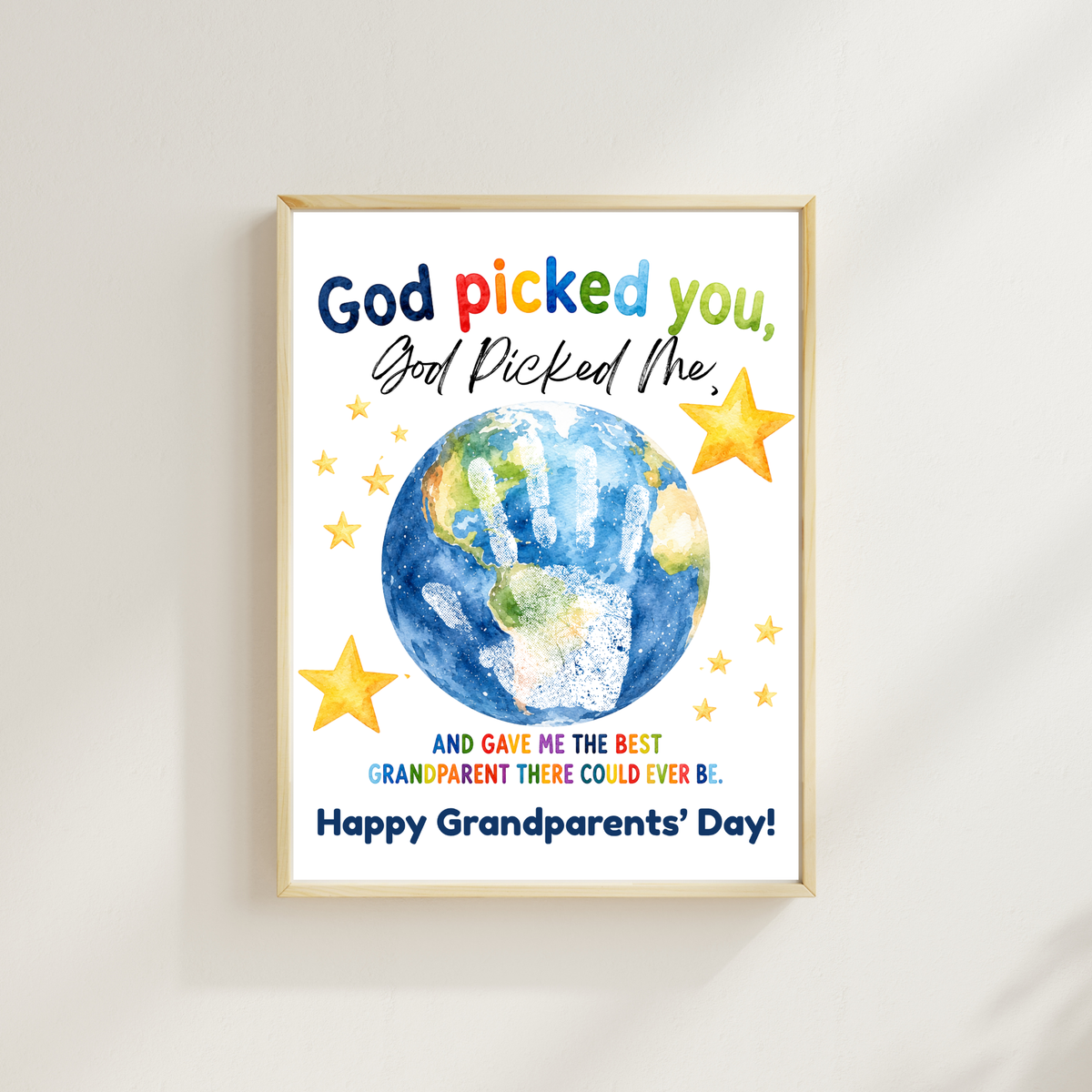 God Picked You, God Picked Me Grandparents Day Handprint Craft Printable | Christian Grandparent Gift | Faith-Based Keepsake PDF