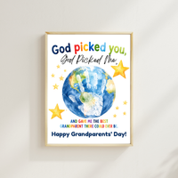 God Picked You, God Picked Me Grandparents Day Handprint Craft Printable | Christian Grandparent Gift | Faith-Based Keepsake PDF