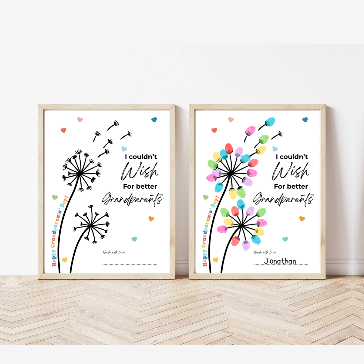 Grandparents Day Fingerprint Craft for Kids | I Couldn’t Wish for Better Grandparents Printable | Dandelion Keepsake