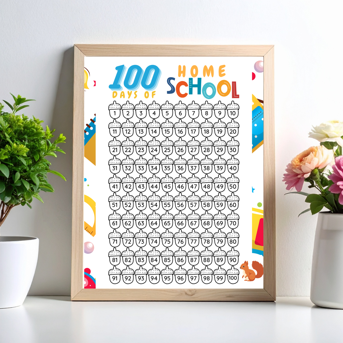 100 Days of School Printable Activities | 100 Chart & Color by Number Classroom Worksheets for Kids