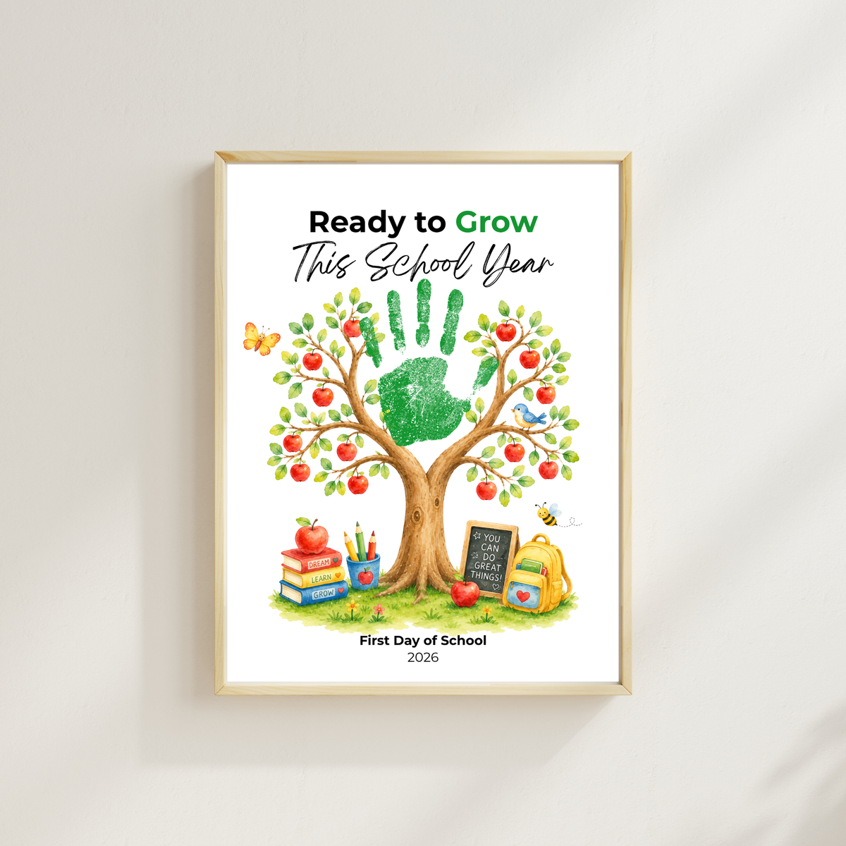 Ready to Grow This School Year Handprint Craft Printable, First Day of School Keepsake, Apple Tree Handprint Activity, Preschool Kindergarten PDF