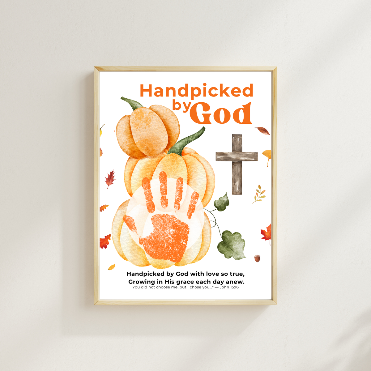 Handpicked by God Pumpkin Handprint Craft | Christian Thanksgiving Printable | Fall Harvest Keepsake