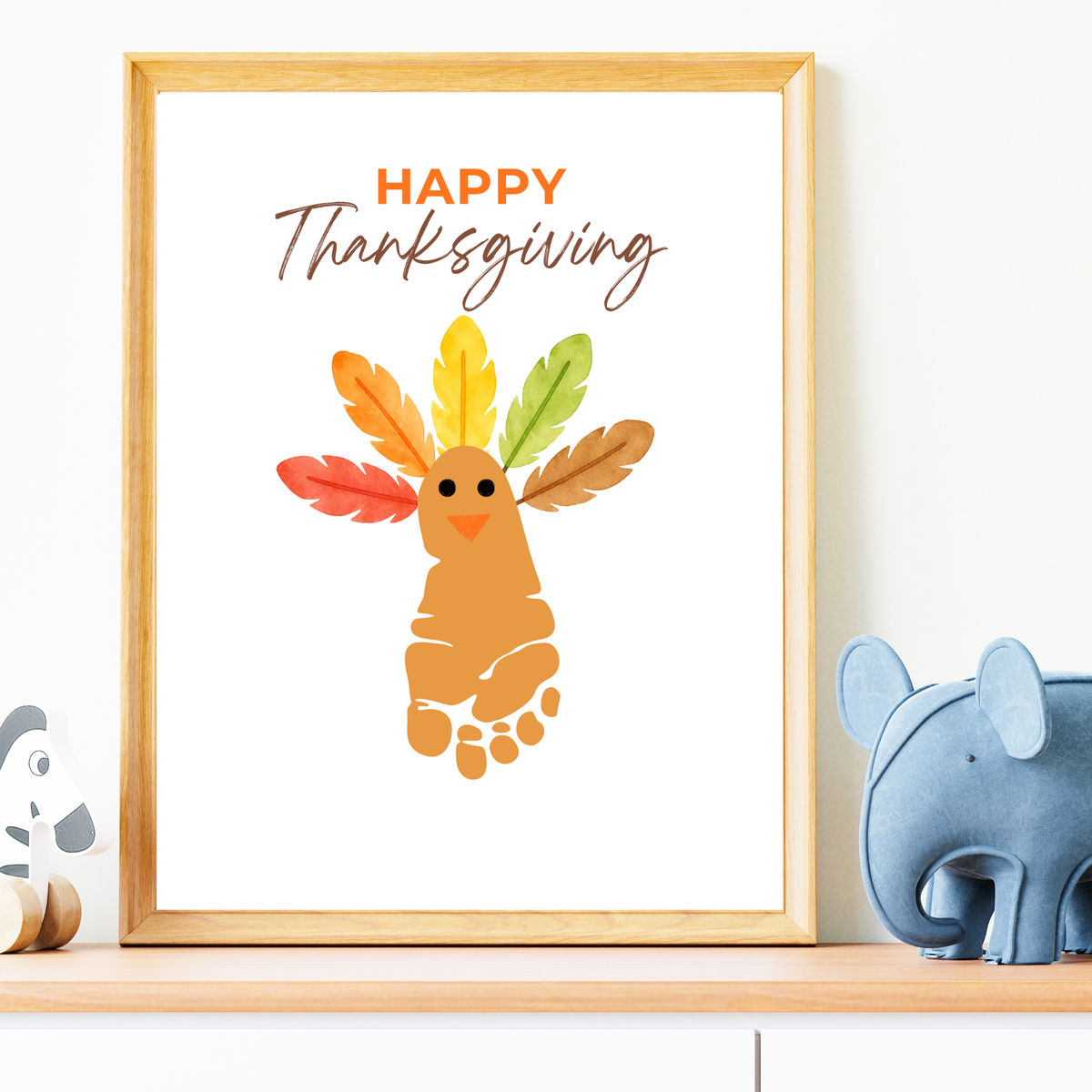 Happy Thanksgiving Footprint Craft Printable, Turkey Footprint Keepsake, Fall Thanksgiving Activity for Kids, Preschool Classroom Craft PDF