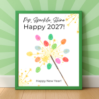 Pop, Sparkle, Shine Handprint & Fingerprint Craft | Happy New Year 2027 Printable | Preschool New Year's Eve Activity | Kids Keepsake Craft