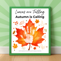 Leaves Are Falling, Autumn Is Calling Handprint Craft | Fall Handprint Printable | Preschool Autumn Keepsake | Kindergarten Fall Activity