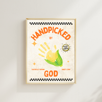 Handpicked by God Corn Handprint Craft | Christian Thanksgiving Printable | Preschool Fall Keepsake