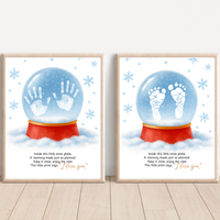 Snow Globe Handprint & Footprint Craft | Winter Keepsake Printable | Preschool Handprint Activity | Baby Footprint Memory Craft