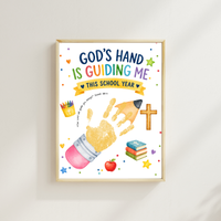 God's Hand Is Guiding Me This School Year Handprint Craft Printable | Christian First Day of School Keepsake