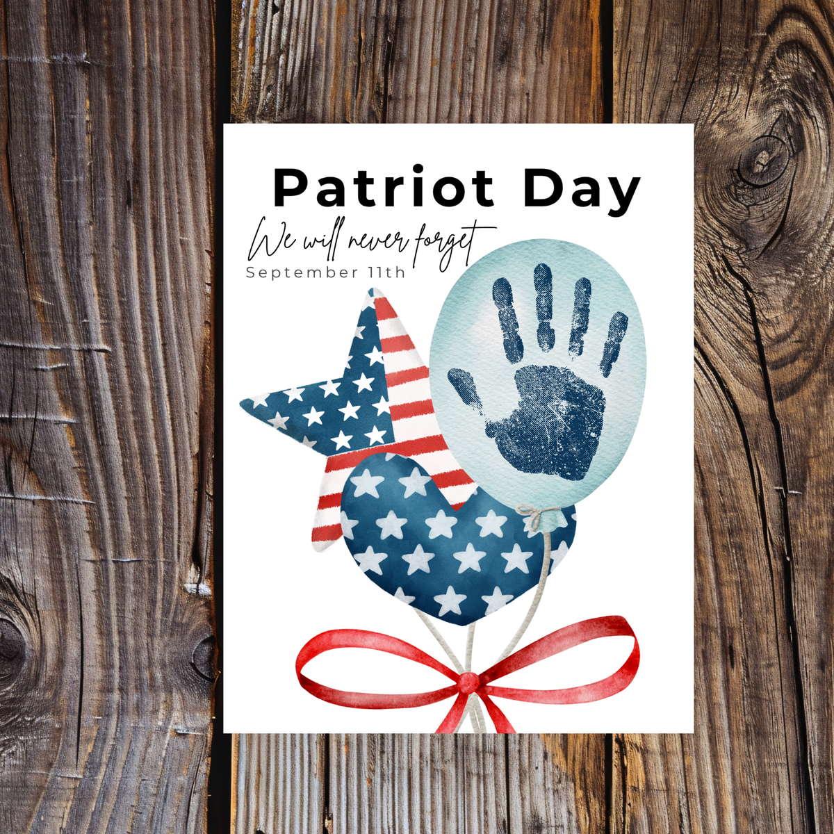 Patriot Day Balloons Handprint Craft for Kids | September 11th Preschool 9/11 Remembrance Activity & Keepsake