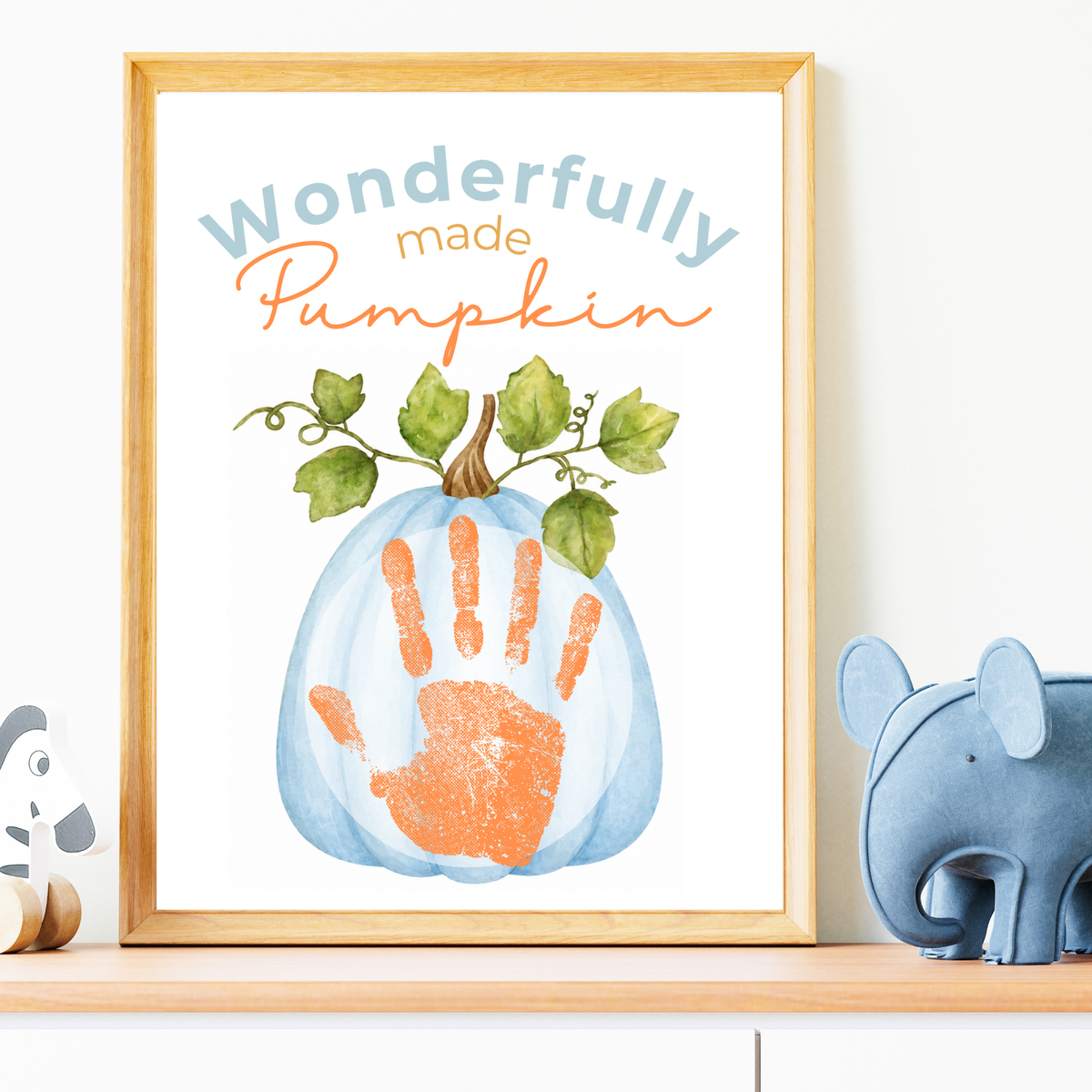 Blue Pumpkin Handprint Craft Printable | Wonderfully Made Pumpkin Keepsake | Fall Handprint Activity for Kids | Preschool Autumn Craft | Digital Download