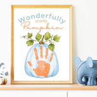 Blue Pumpkin Handprint Craft Printable | Wonderfully Made Pumpkin Keepsake | Fall Handprint Activity for Kids | Preschool Autumn Craft | Digital Download