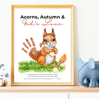 Christian Fall Squirrel Handprint Craft Printable | Acorns Autumn & God’s Love | Bible Fall Activity for Kids | 1 John 3:1 Keepsake