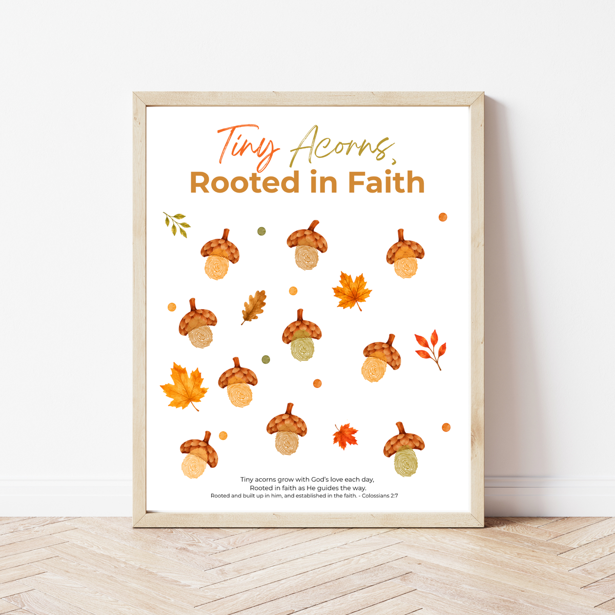 Christian Fall Fingerprint Craft for Kids | Tiny Acorns Rooted in Faith Printable | Autumn Bible Activity
