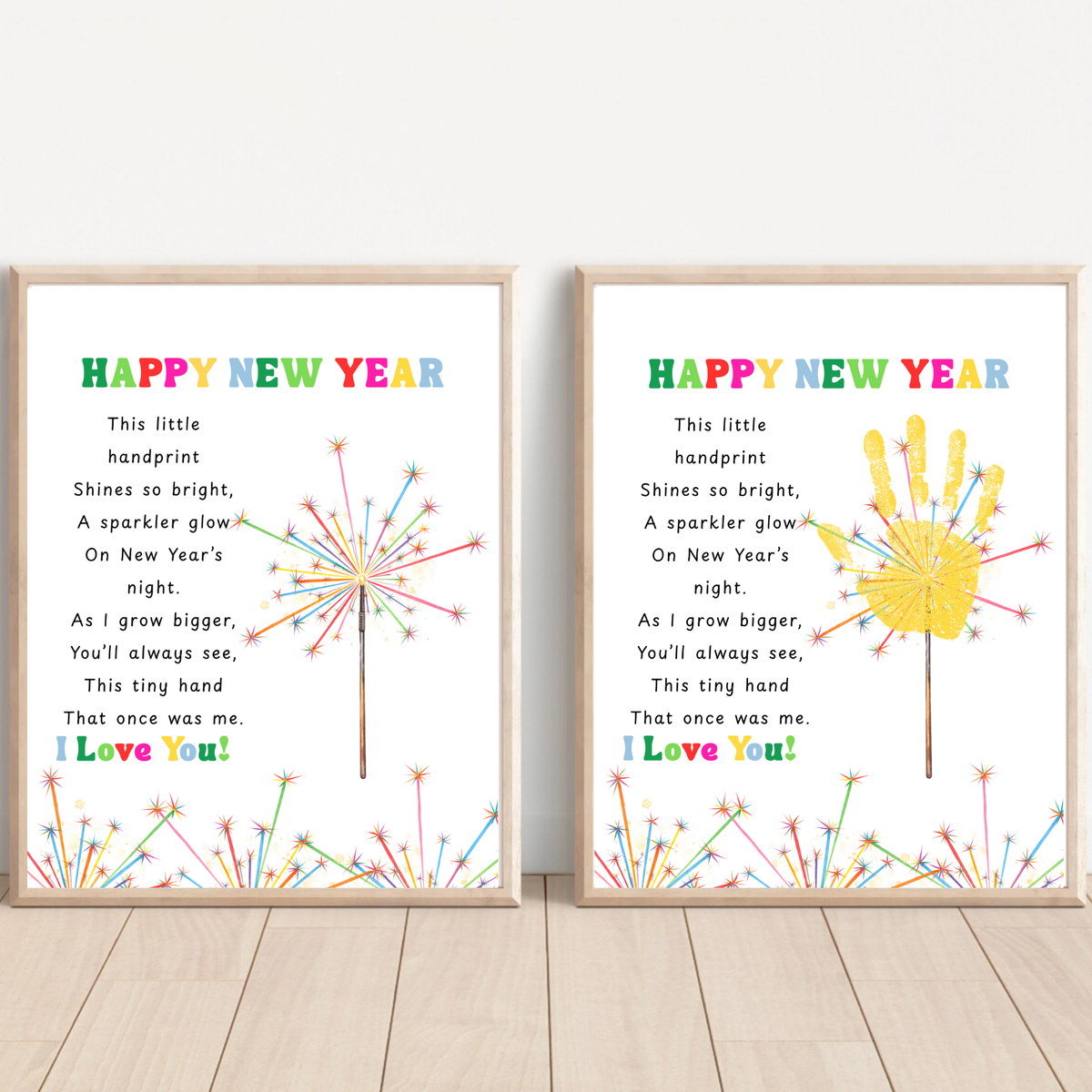 Happy New Year Sparkler Poem Handprint & Fingerprint Craft | New Year's Printable | Preschool New Year Keepsake | Kindergarten 2027 Activity