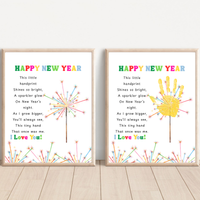 Happy New Year Sparkler Poem Handprint & Fingerprint Craft | New Year's Printable | Preschool New Year Keepsake | Kindergarten 2027 Activity