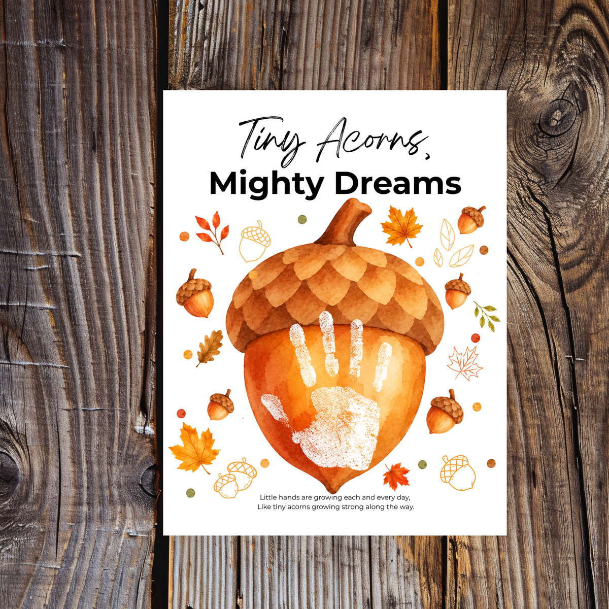 Fall Acorn Handprint Craft for Kids | Tiny Acorns Mighty Dreams Preschool Autumn Activity & Keepsake