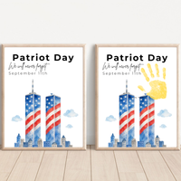 Patriot Day September 11th Handprint Craft Printable | 9/11 Remembrance Keepsake | Twin Towers Handprint Activity | Preschool Patriot Day Craft