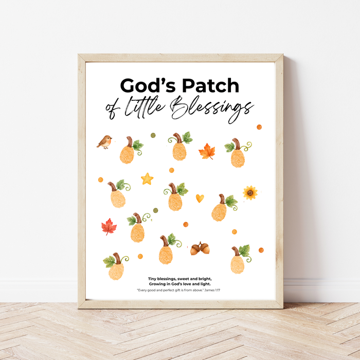 God’s Patch of Little Blessings Fingerprint Pumpkin Craft | Christian Fall Printable for Kids