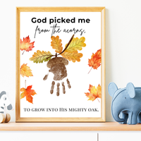 God Picked Me from the Acorns Handprint Craft Printable, Christian Fall Handprint Keepsake, Baby's First Fall, Preschool Autumn Activity