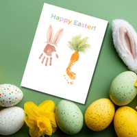 Happy Easter Bunny & Carrot Handprint Keepsake Printable | Easter Memory Art | Spring Kids Activity PDF