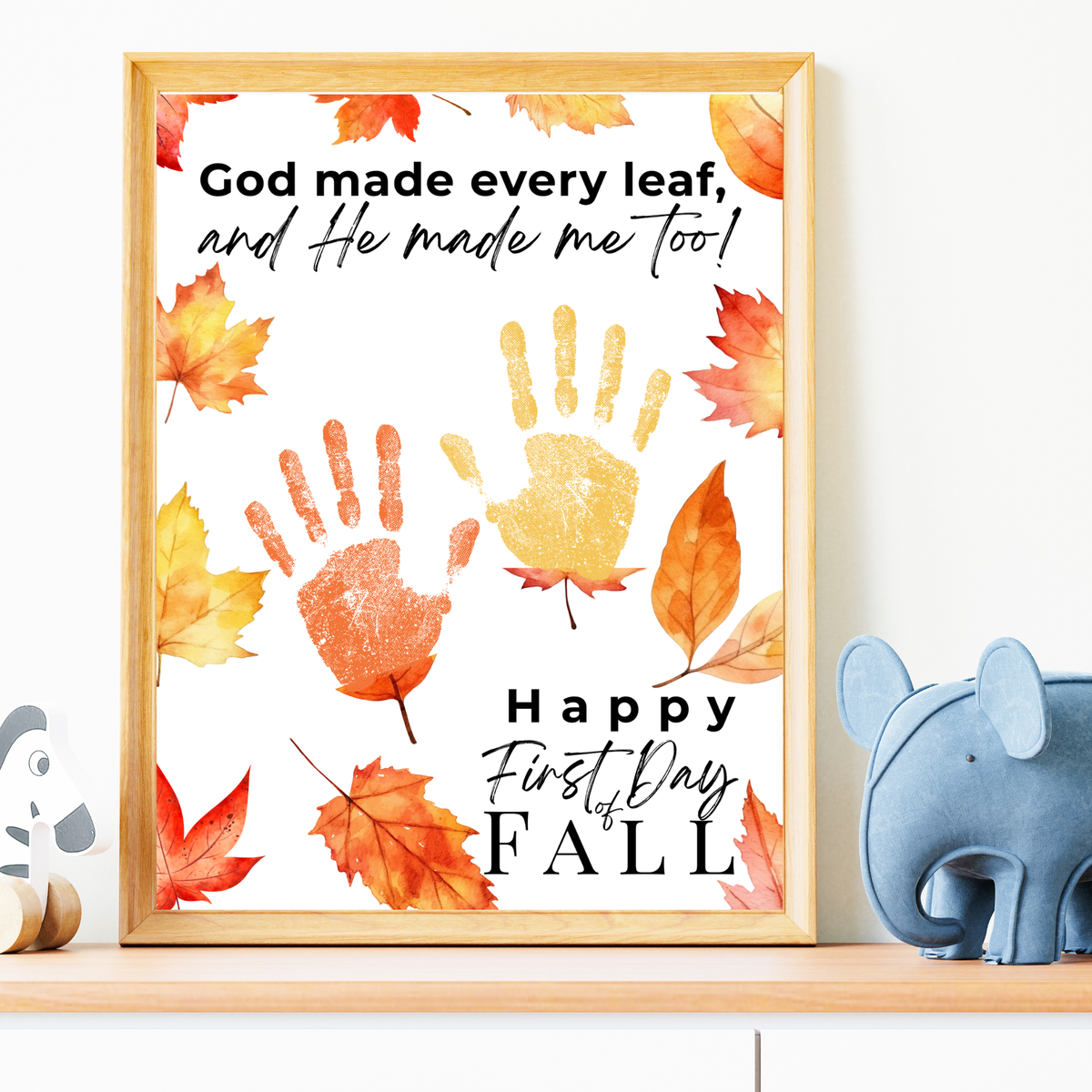 Christian First Day of Fall Handprint Craft Printable, Baby's First Fall Keepsake, God Made Every Leaf, Preschool Autumn Activity, Thanksgiving Craft