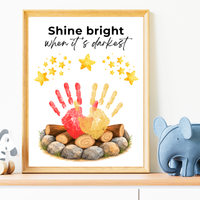 Campfire Handprint Craft Printable | Shine Bright When It's Darkest | Fall Campfire Keepsake | Halloween Thanksgiving Preschool Activity