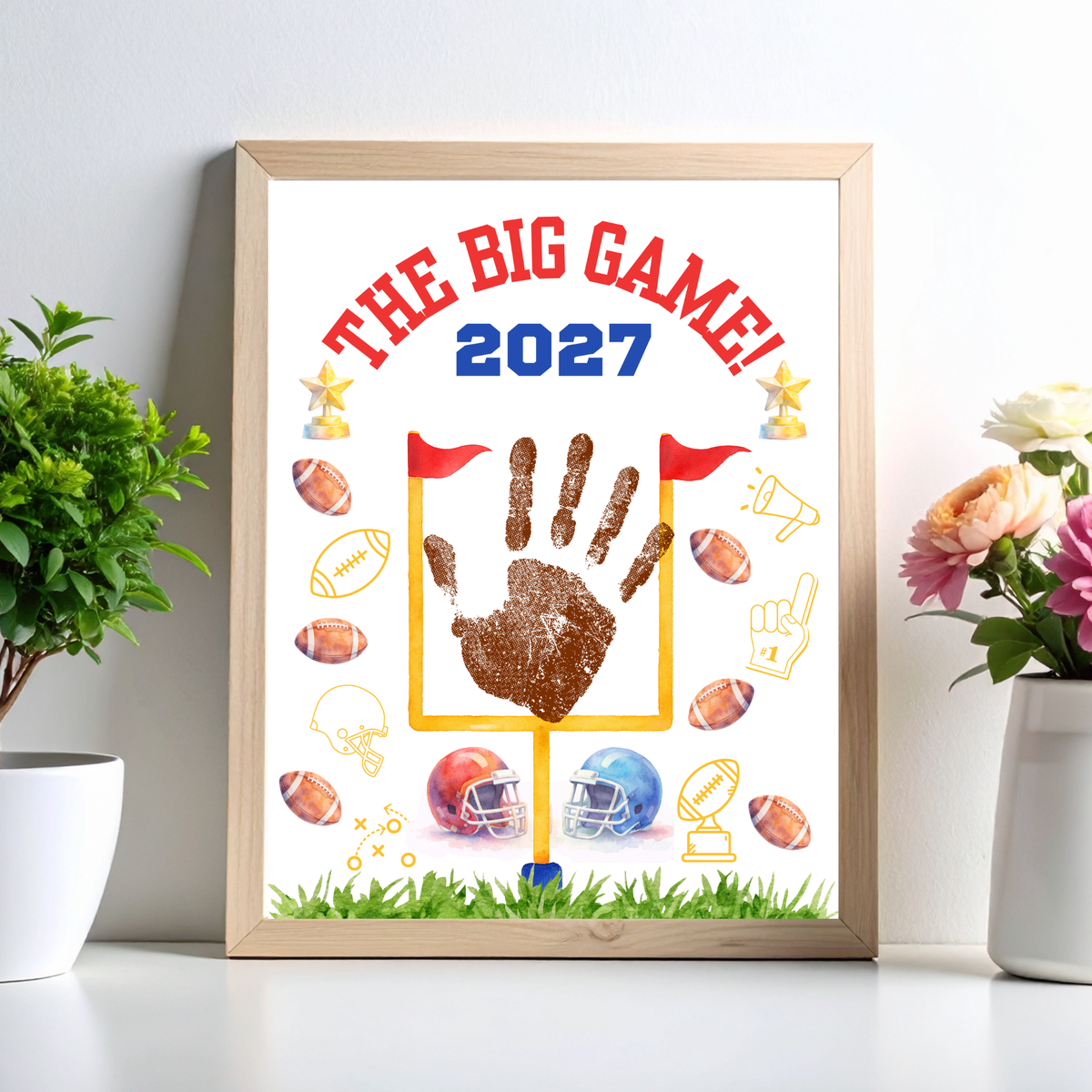 Super Bowl 2027 Handprint Craft for Kids | The Big Game Football Printable | Preschool Sports Keepsake