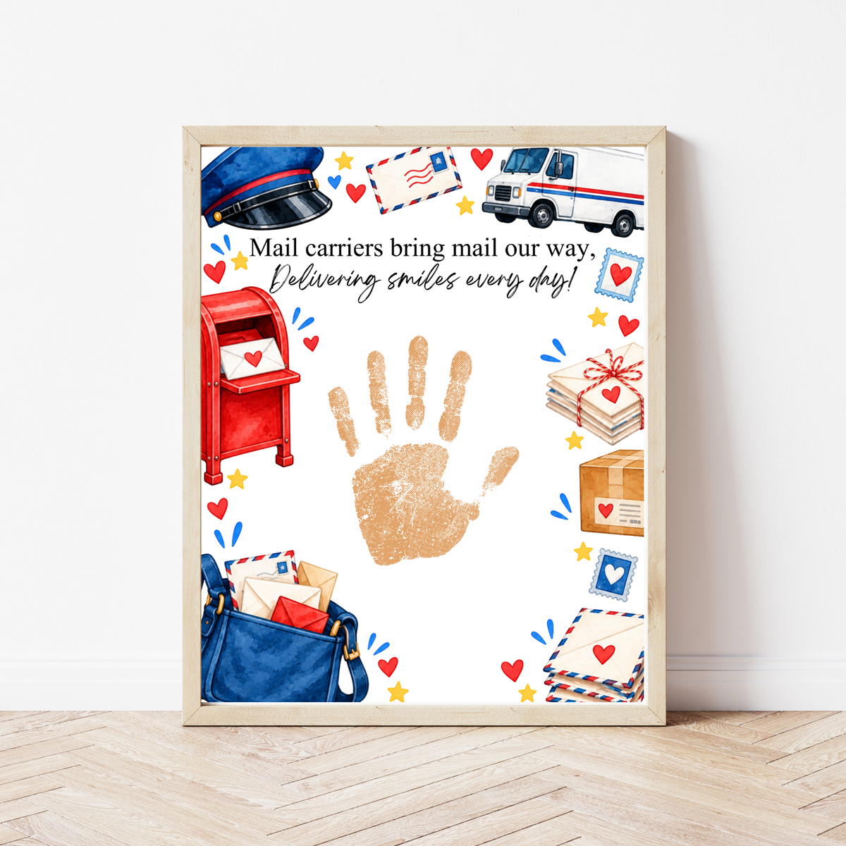 Mail Carrier Handprint Craft for Kids | Community Helpers Printable | Preschool Post Office Activity