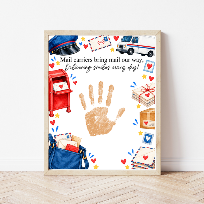 Mail Carrier Handprint Craft for Kids | Community Helpers Printable | Preschool Post Office Activity