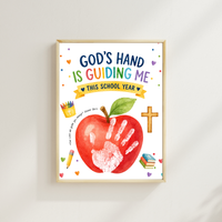 God's Hand Is Guiding Me This School Year Handprint Craft Printable | Christian First Day of School Keepsake