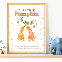 Pumpkin Handprint & Footprint Craft Printable | Our Little Pumpkin Keepsake | Fall Baby Handprint Craft | Preschool Autumn Activity | Digital Download