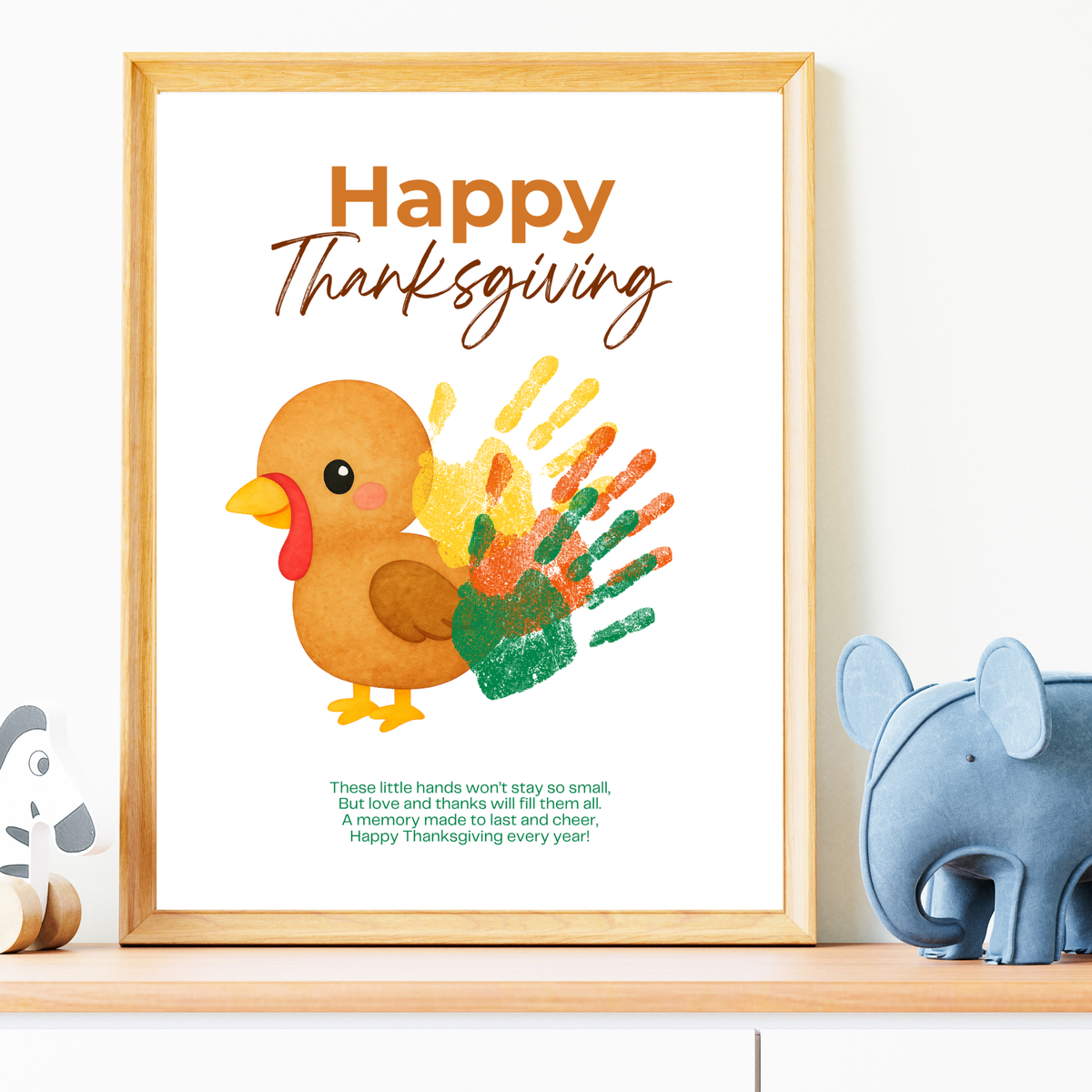 Happy Thanksgiving Turkey Handprint Craft Printable | Thanksgiving Handprint Keepsake | Preschool Fall Activity PDF