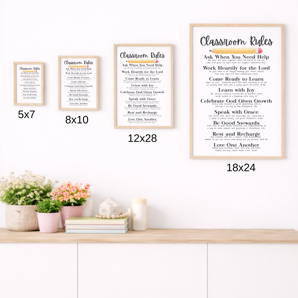 Christian Classroom Rules Poster | Faith-Based Behavior Expectations Chart | Bible Verse Classroom Wall Art | Homeschool Christian Decor