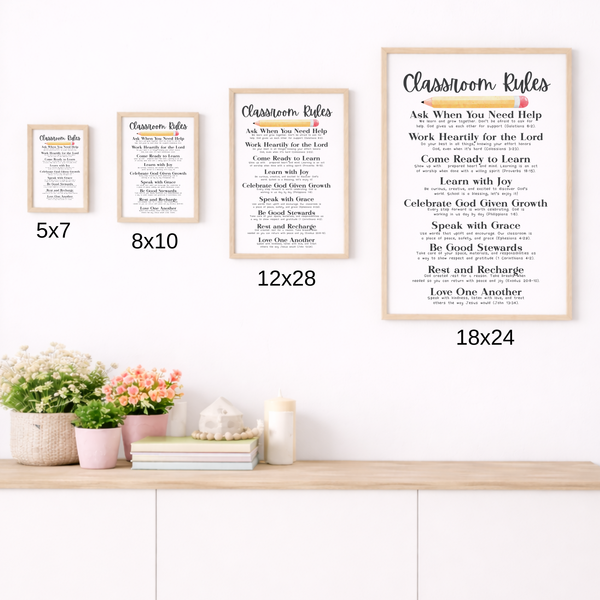 Christian Classroom Rules Poster | Faith-Based Behavior Expectations Chart | Bible Verse Classroom Wall Art | Homeschool Christian Decor