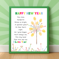 Happy New Year Sparkler Poem Handprint & Fingerprint Craft | New Year's Printable | Preschool New Year Keepsake | Kindergarten 2027 Activity