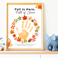 Fall Is Here, Full of Cheer Handprint Craft | Fall Wreath Keepsake | Autumn Printable for Kids
