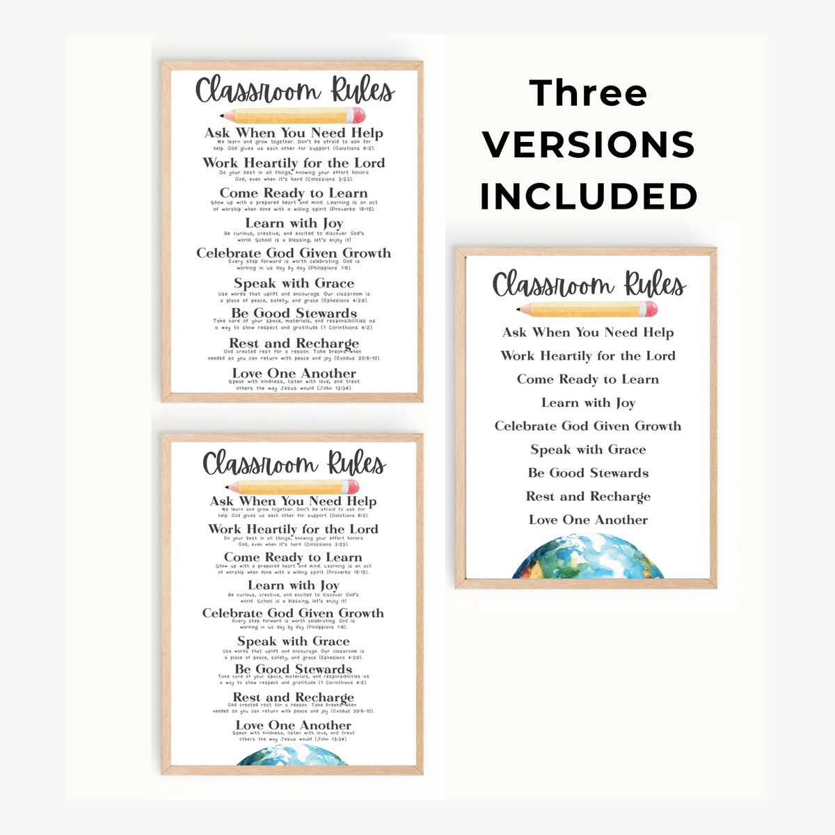 Christian Classroom Rules Printable Poster Set | Bible Classroom Decor | Christian School Rules | Sunday School Wall Art | Homeschool Classroom Poster