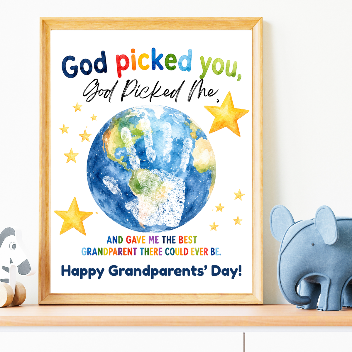 God Picked You, God Picked Me Grandparents Day Handprint Craft Printable | Christian Grandparent Gift | Faith-Based Keepsake PDF