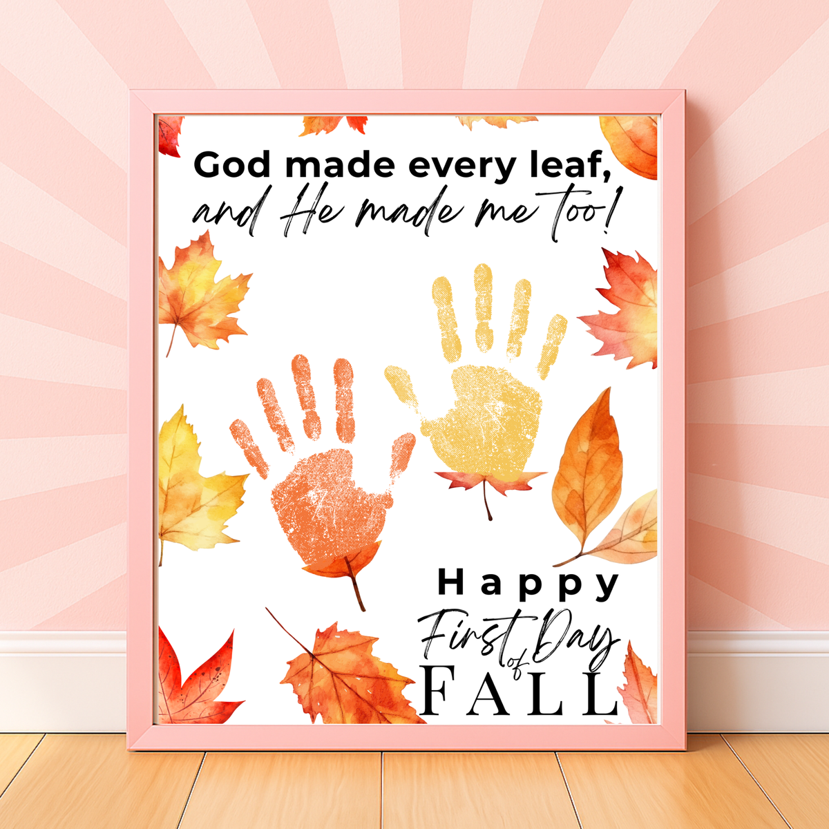 Christian First Day of Fall Handprint Craft Printable, Baby's First Fall Keepsake, God Made Every Leaf, Preschool Autumn Activity, Thanksgiving Craft