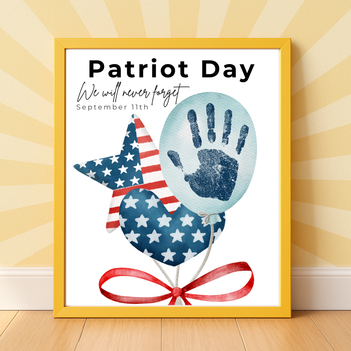 Patriot Day Balloons Handprint Craft for Kids | September 11th Preschool 9/11 Remembrance Activity & Keepsake