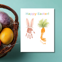 Happy Easter Bunny & Carrot Handprint Keepsake Printable | Easter Memory Art | Spring Kids Activity PDF