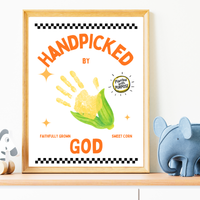 Handpicked by God Corn Handprint Craft | Christian Thanksgiving Printable | Preschool Fall Keepsake